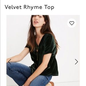 Madewell Velvet green top